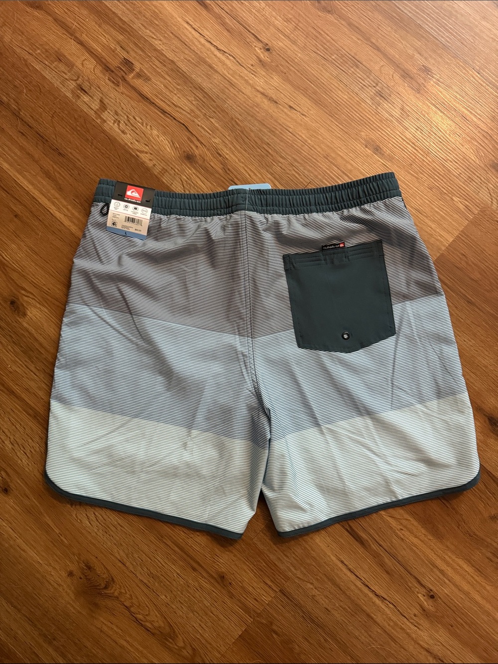 NWT | Quiksilver Teal and White Micro-Striped Boardshorts - Picture 4 of 8
